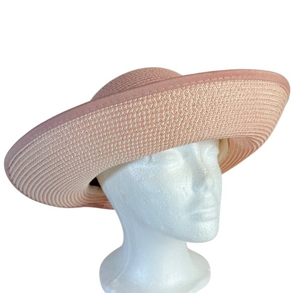 Magid Hats Rolled Wide Brim Sun Hat Pink Ombre Straw Ponytail Hair Bun Notch - Picture 1 of 10